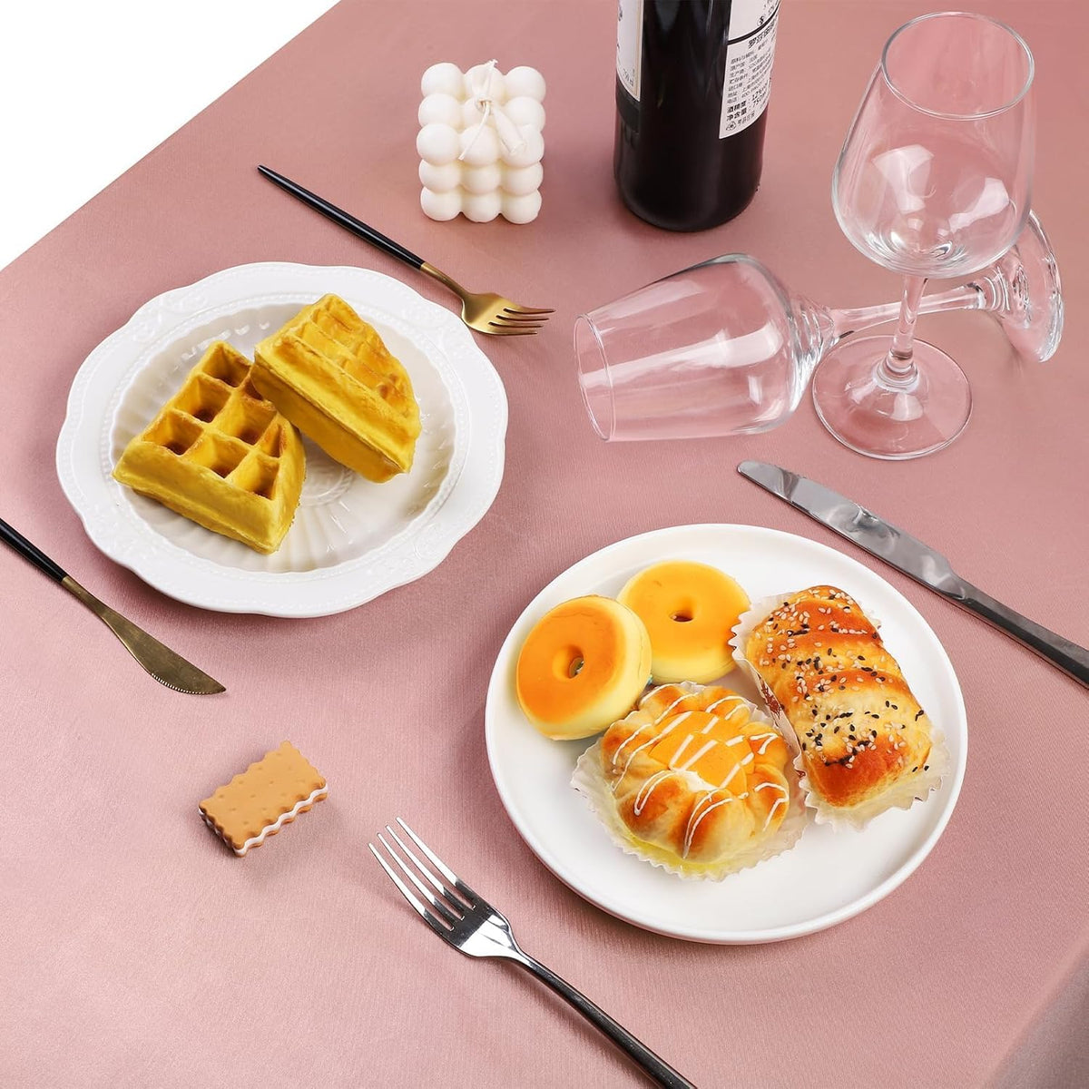 TURSTIN 1 Pack Rose Gold Satin Tablecloth 102 x 58 Inch Overlay Satin Table Cover Rectangle Bright