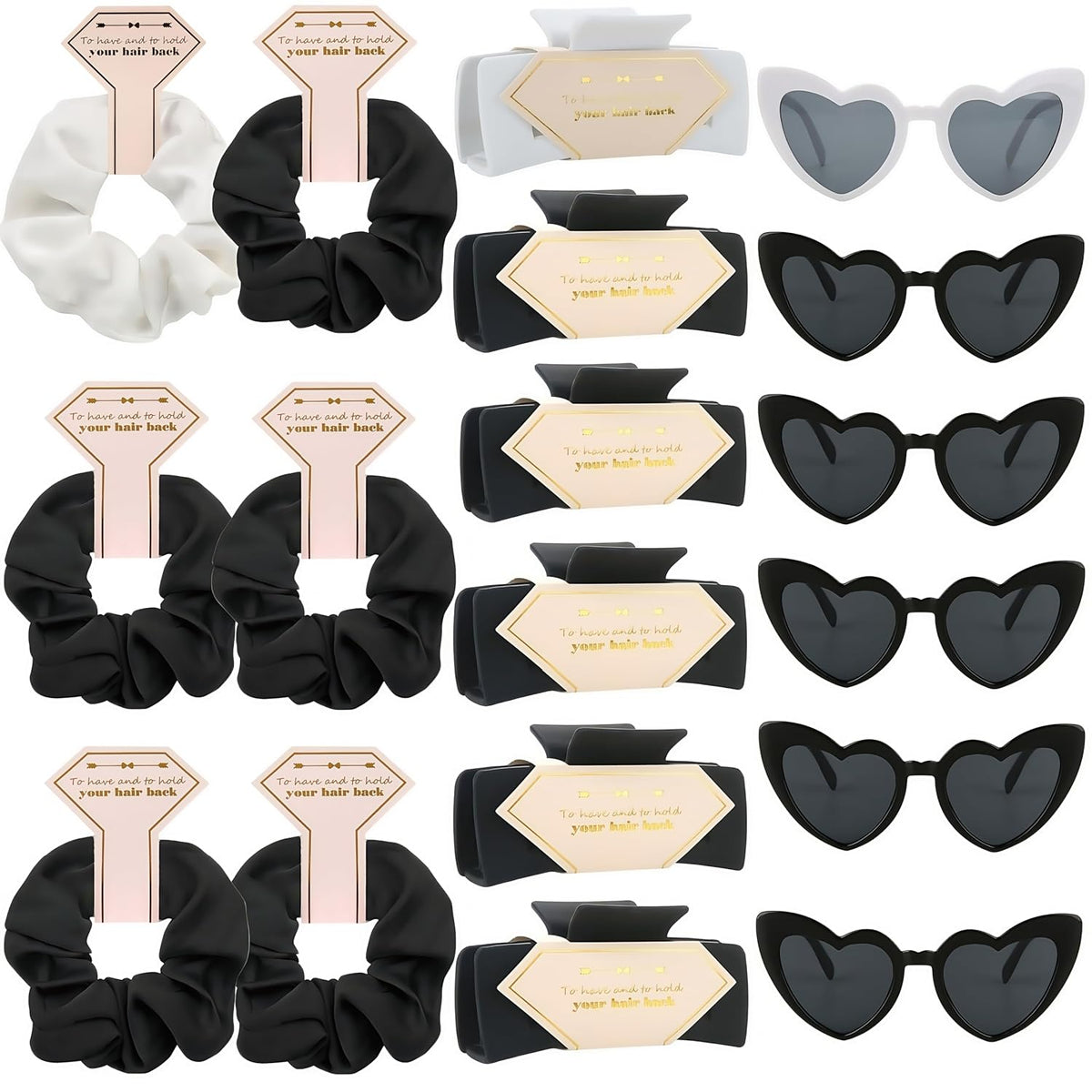 18pcs Bridesmaid Scrunchies Proposal Gifts Bachelorette Hair Claws Clips Girls heart sunglasses for