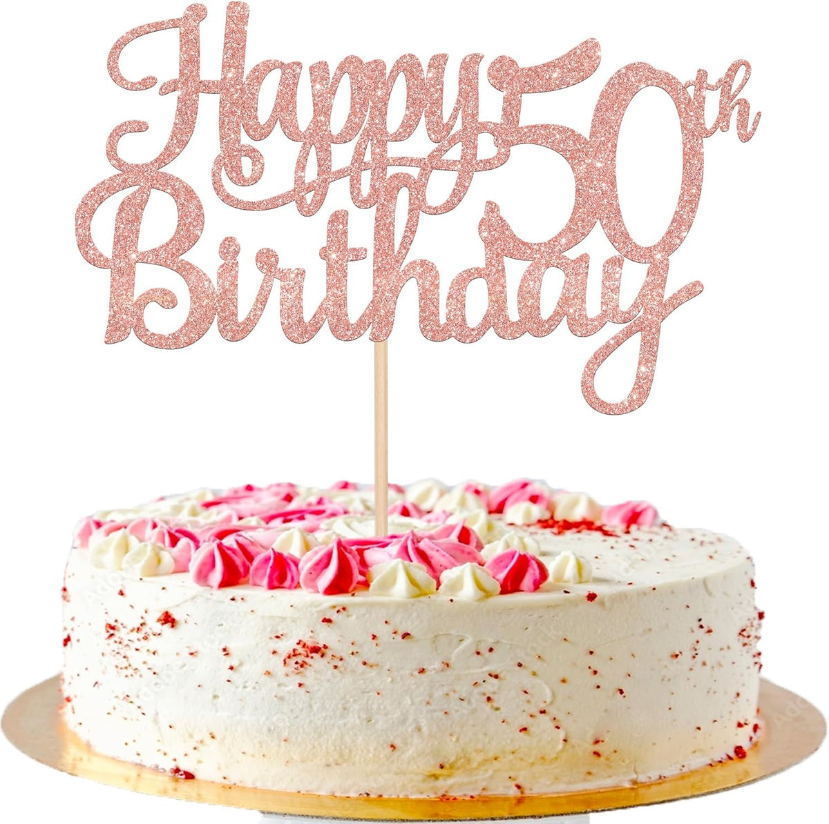 1 PCS Happy 50th Birthday Cake Topper Glitter Cheers to 50 Years Birthday Cake Pick 50 Fabulous