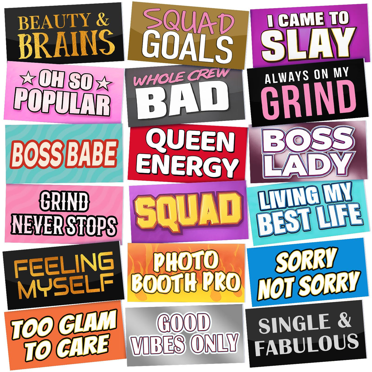 24 Designs Funny Photo Booth Props Sign Decor Double Sided Photobooth Accessoires 11x5.5 Inch Props