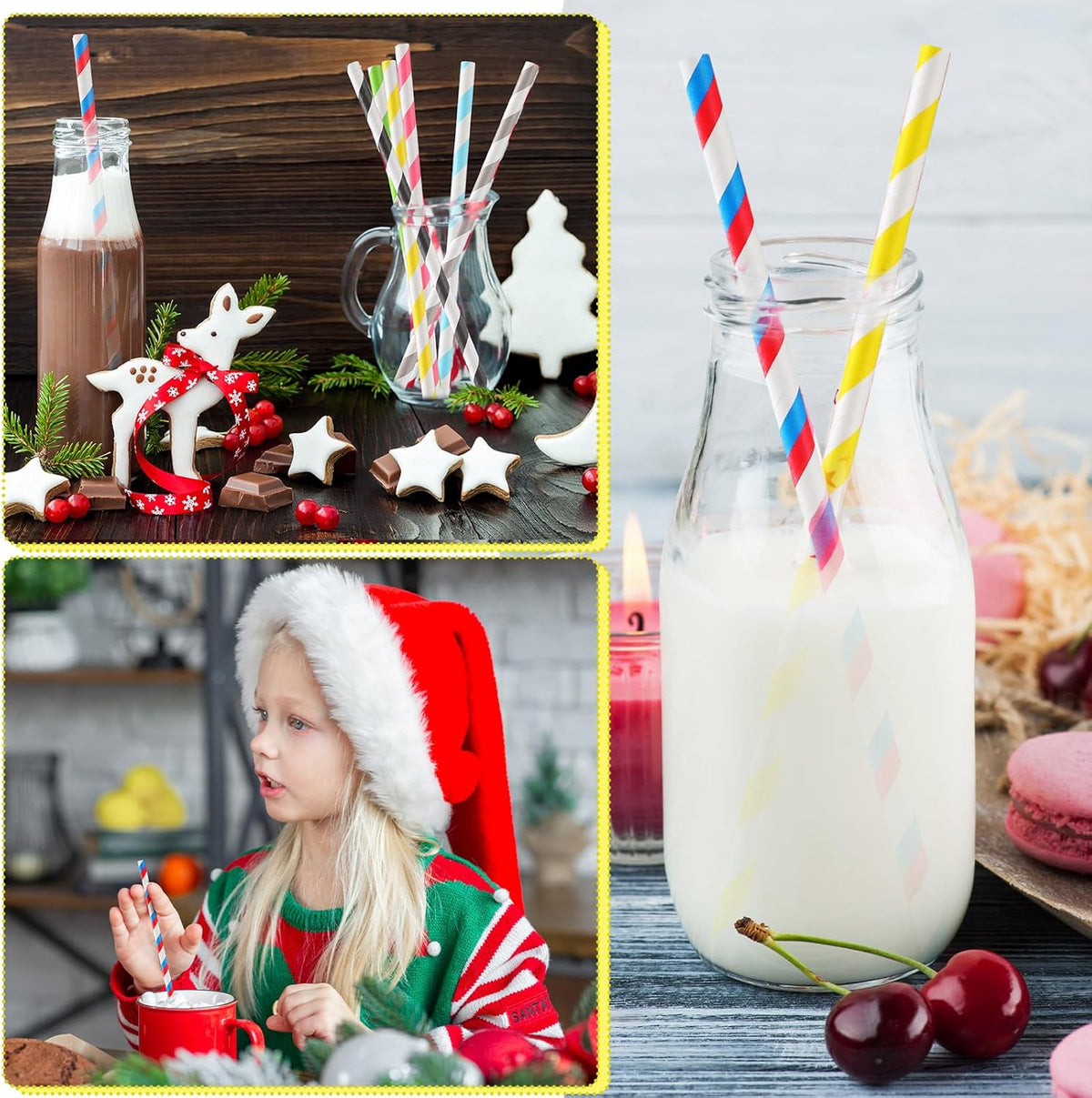 Eaasty 5000 Pcs Colored Paper Straws Bulk Disposable Striped Drinking Paper Straws for Summer