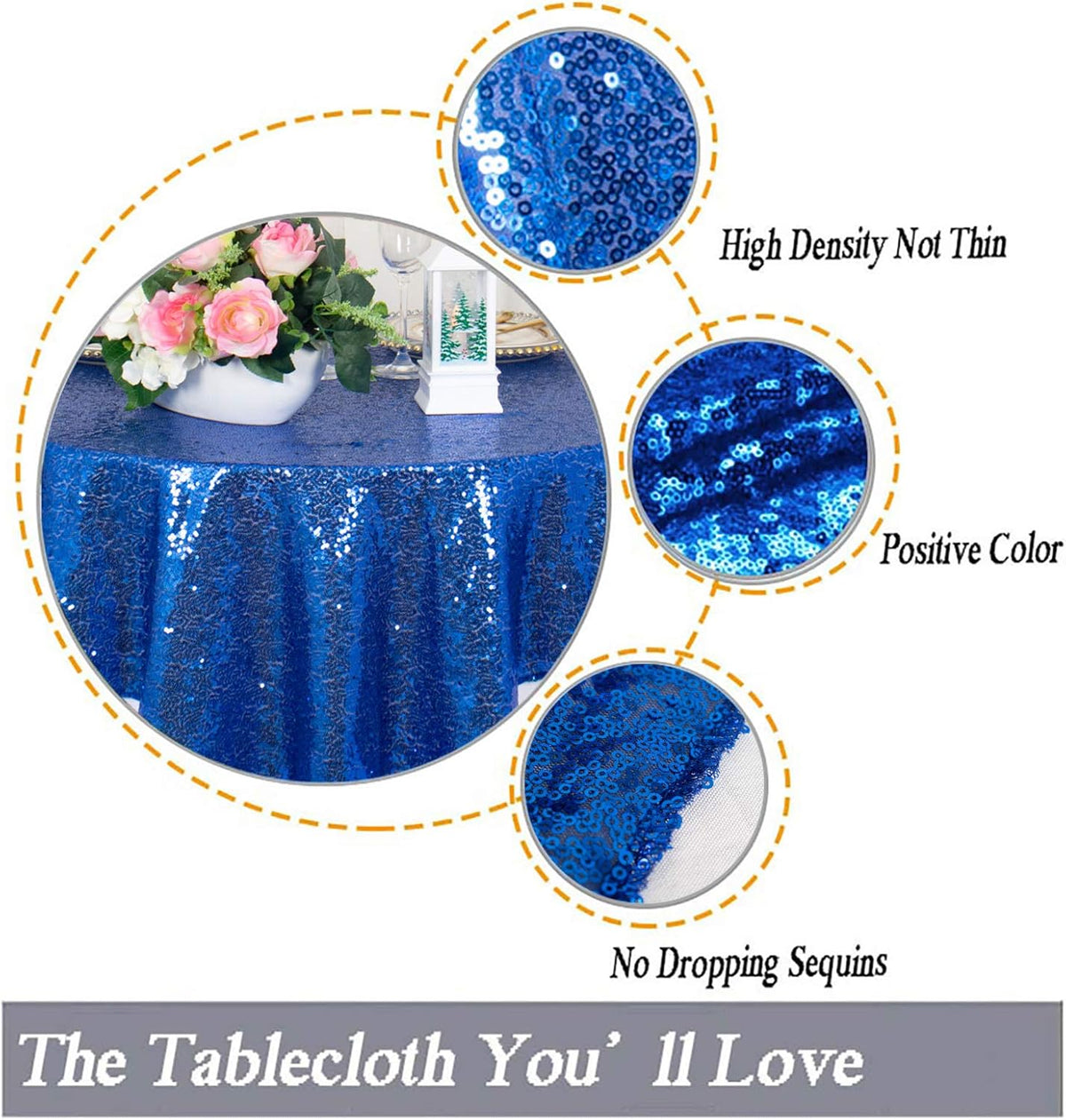 ShinyBeauty Sequin Tablecloth-Royal Blue Sequin Table Overlay and Sequin Tablecloth/Linen for