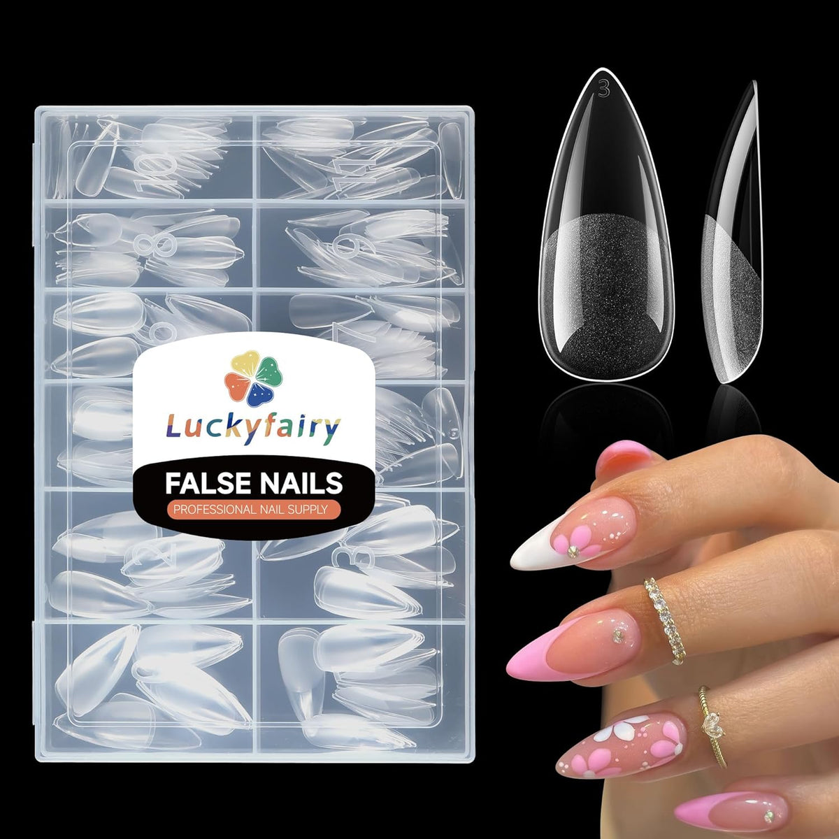 Medium Stiletto Nail Tips: 240 Pcs Full Cover Almond Shape False Nail Acrylic Soft Gel Nails Tips