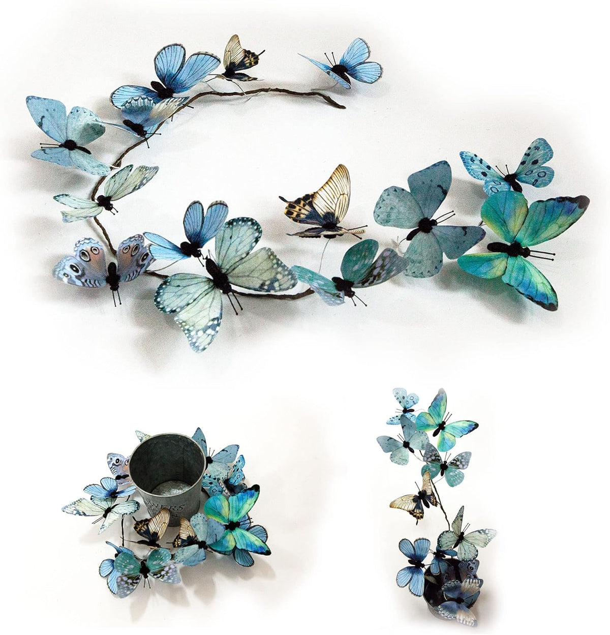 Artificial Butterfly Garland, Fake Butterfly Decorative Vines, DIY 3D Unique Butterfly Hanging