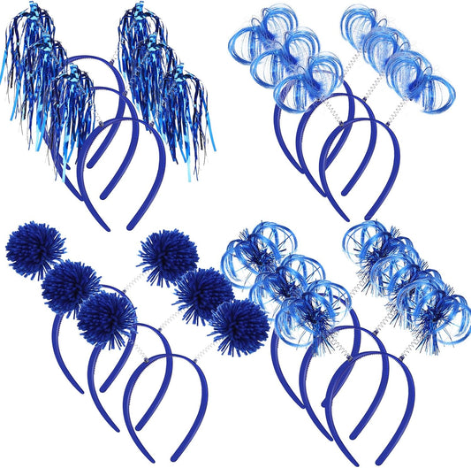 Censen 12 Pcs Halloween Pom Pom Party Headbands Tinsel Ponytails Spirit Head Bopper Headwear for