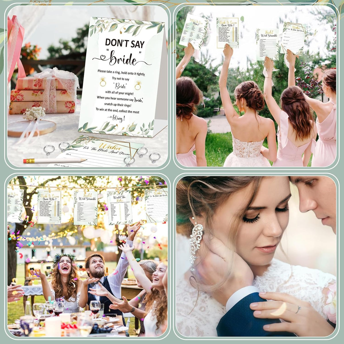 Estune 331 Pcs Bridal Shower Games Supplies, 5 Sets 250 Pcs Wedding Cards 1 Put a Ring on It Bridal