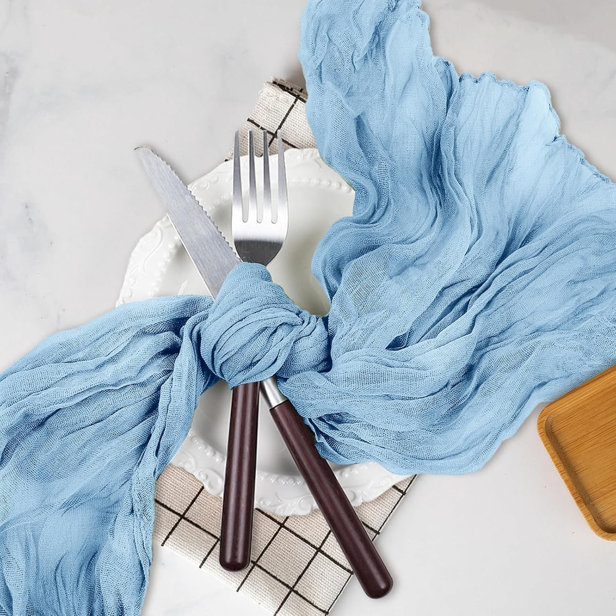 Le courant 6pcs 10Ft Cheesecloth Table Runner, Rustic Boho Gauze Cheese Cloth Runner Table Runner