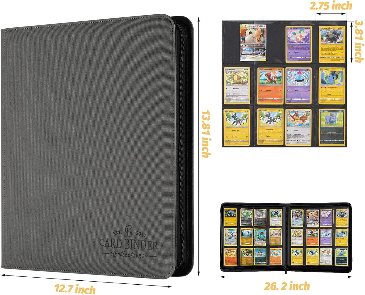 Trading Card Binder, Card Collection Binder Album Folder with 720 Side Loading Pockets, 12 Pocket