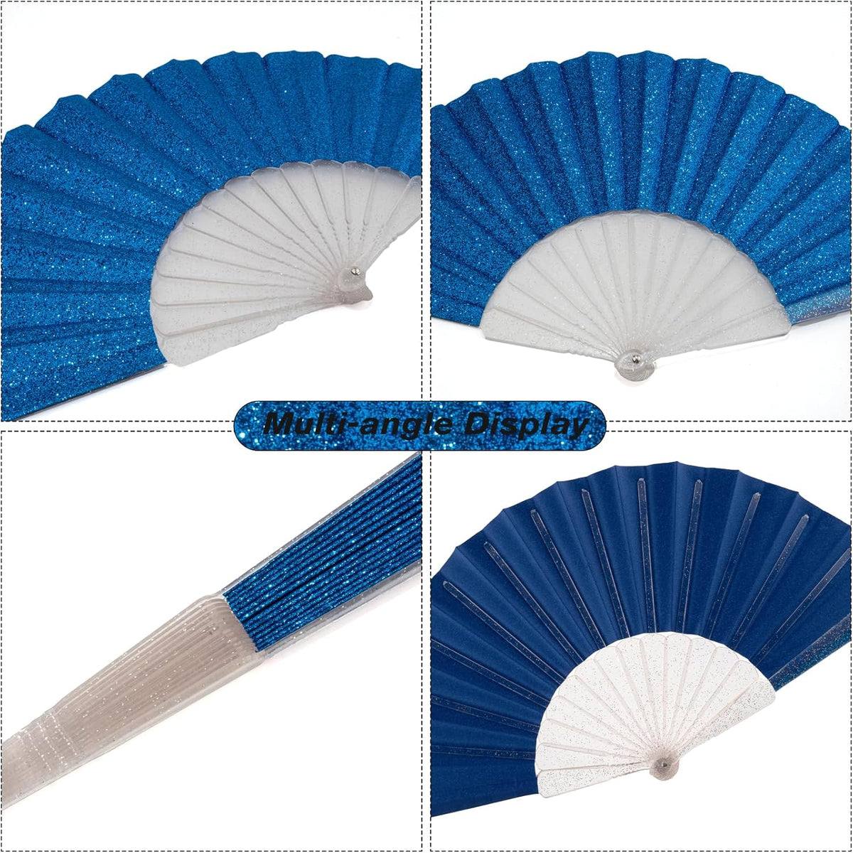 24 Pack Handheld Fan,Folding Hand Glitter fan with Shining Transparent Fan Rib – Ideal for Wedding