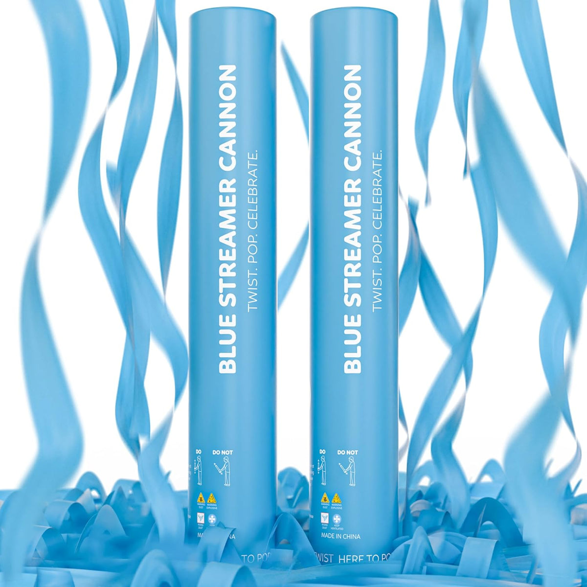 2 Pack Streamer Cannon Confetti Poppers | Biodegradable Blue Confetti | TUR Party Supplies |