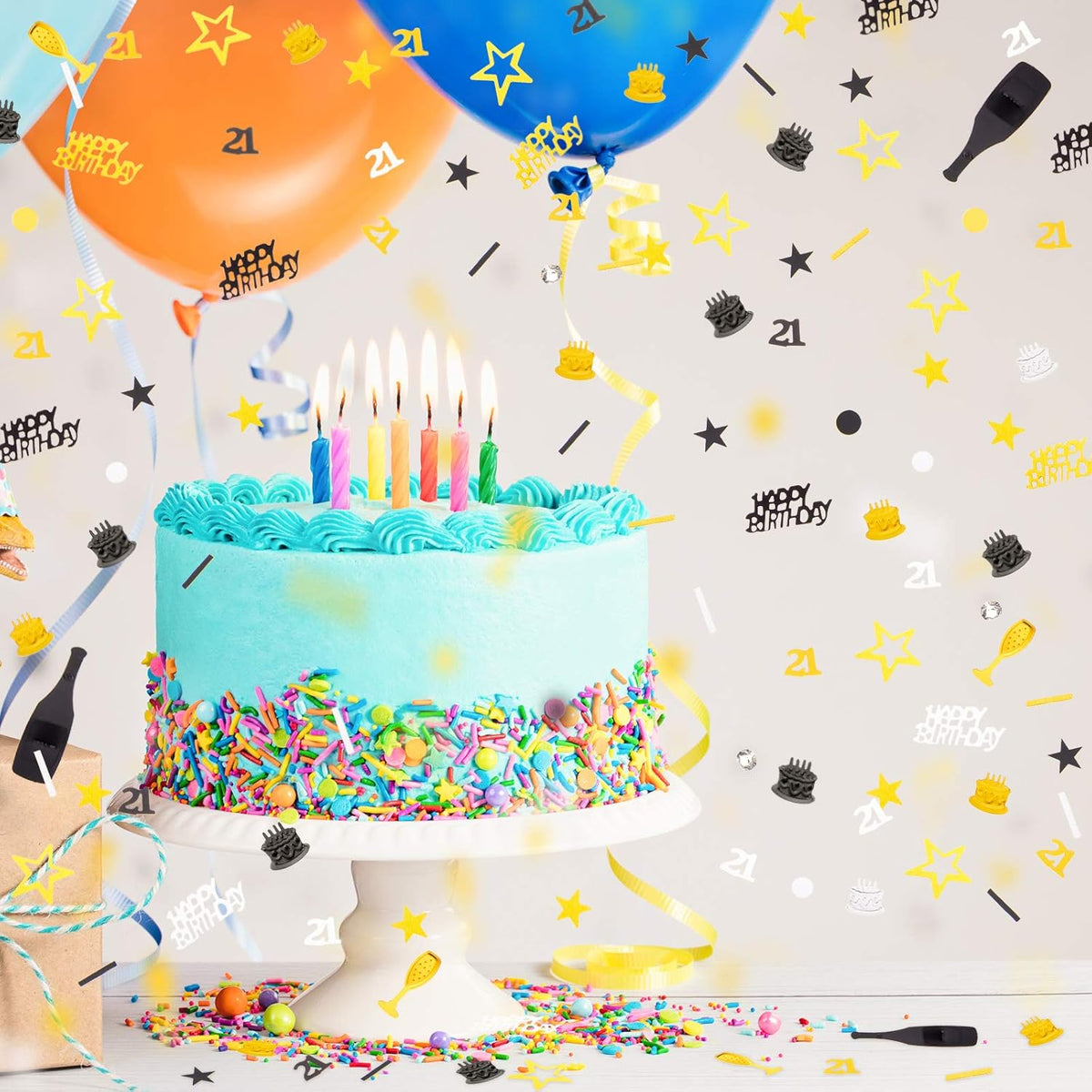 Sumind 3000 Pcs 21st Birthday Metallic Foil Confetti Table Scatter Decorations for Birthday Party