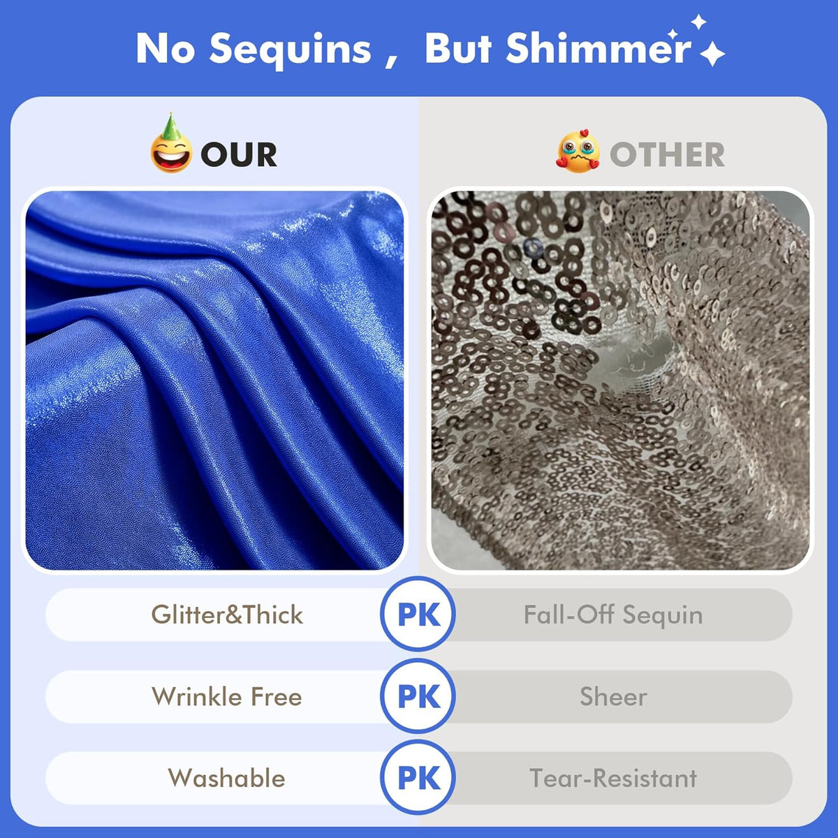10x10ft Shimmer Royal Blue Sequin Backdrop Curtain for Parties, Thick Wrinkle Free Glitter Blue