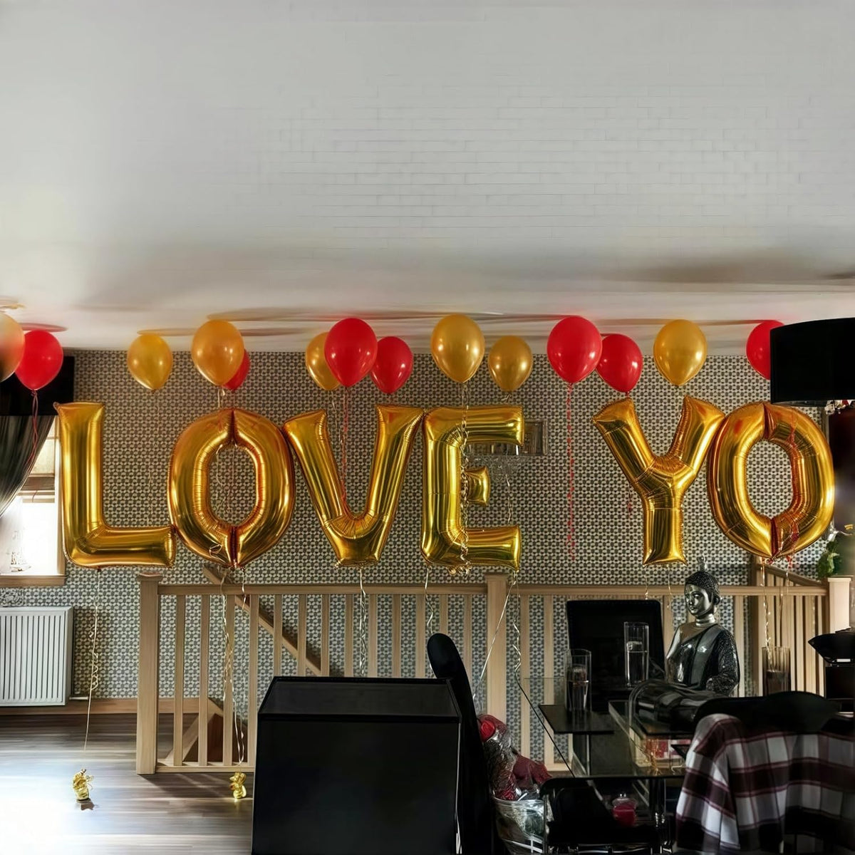 Custom Letters Balloon Gold, Large Helium Alphabet Name Balloon L Decor, 40 Inch Self Inflating