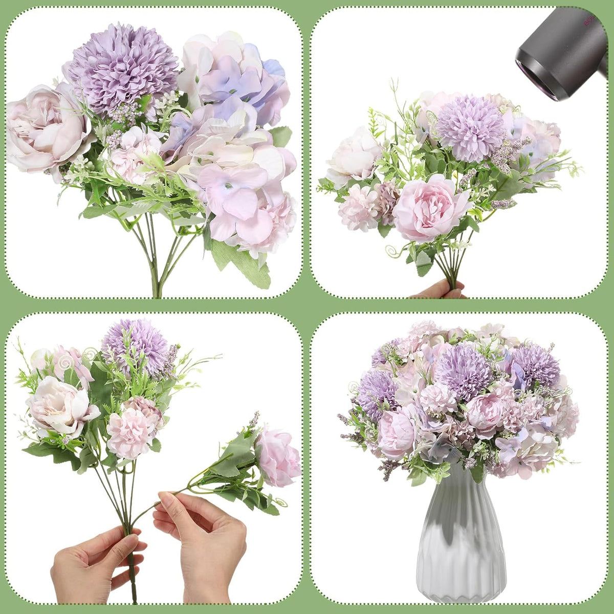 Tigeen Artificial Flowers Artificial Peonies Silk Flowers Faux Peony Fake Peony Silk Hydrangea