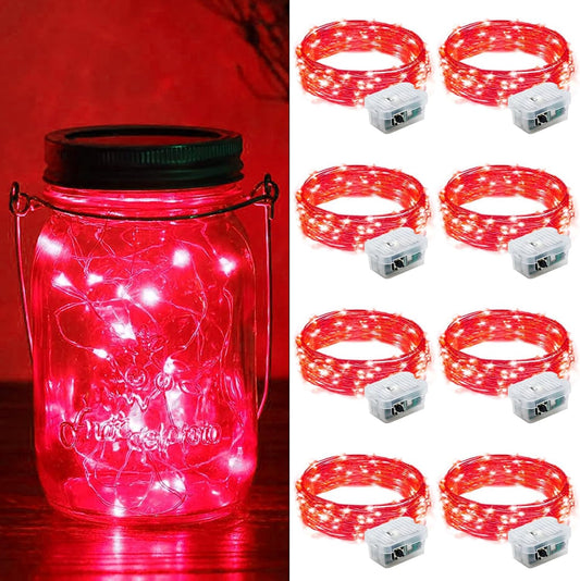 ZGWJ 8 Pack Fairy Lights Battery Operated, 7ft 20 Mini LED Fairy String Lights Silver Wire 3 Modes