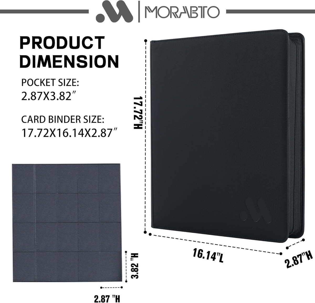 Card Binder 20 Pocket,Trading Card Binder Holds up to 2000 Cards with 50 Sleeves,Zipper Card Holder