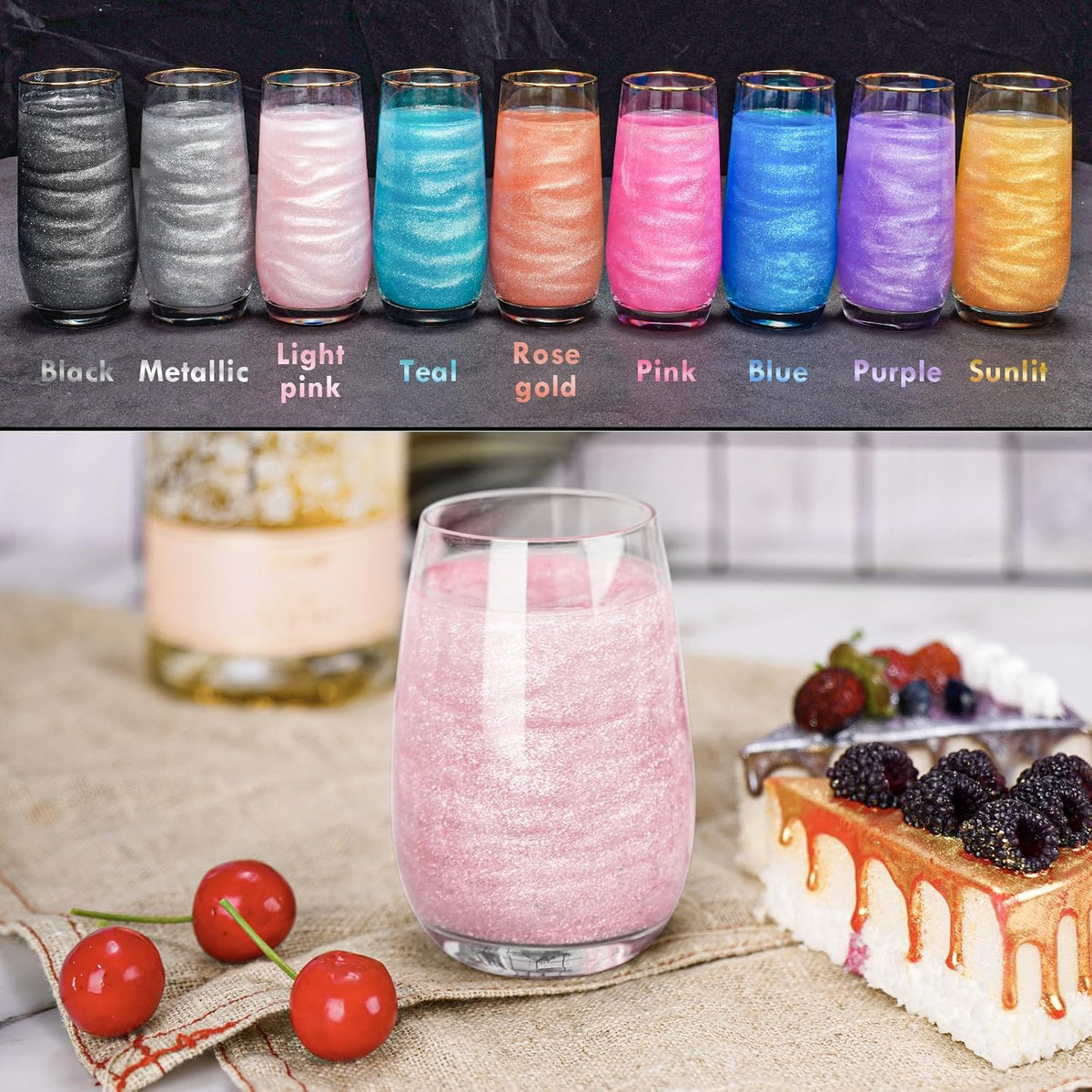 NiHome Edible Food-Grade Glitter Powder Glimmer Luster Dust Metallic Fancy Food Decorating Sprinkle