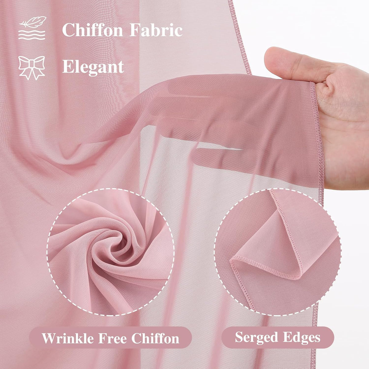 Wedding Arch Draping Fabric 1 Panel 18Ft Dusty Rose Chiffon Fabric Drapery Wedding Ceremony