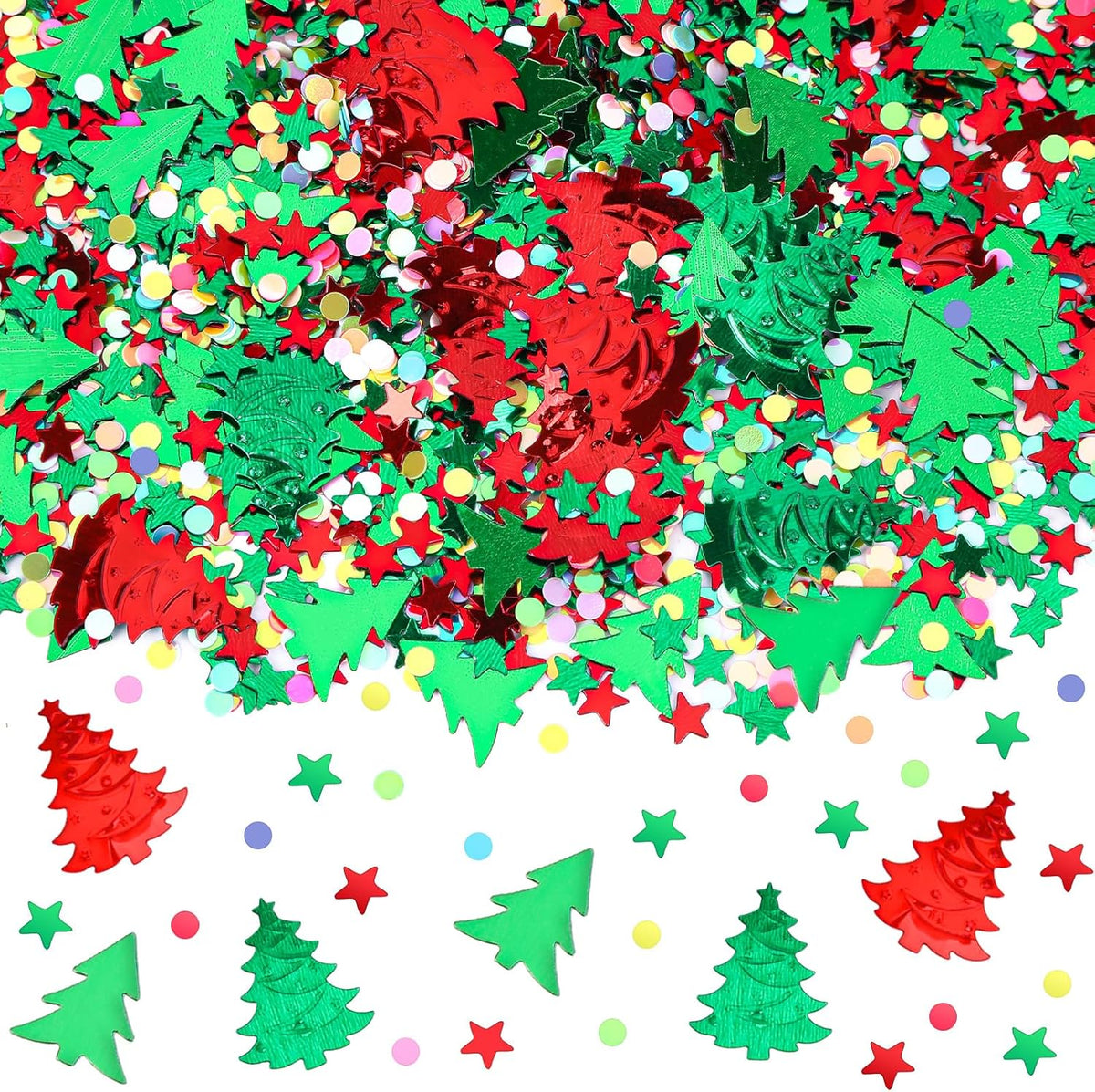 MARFOREVER Christmas Glitter Confetti, Tree Metallic Foil Confetti Party Scatter Red Green Xmas