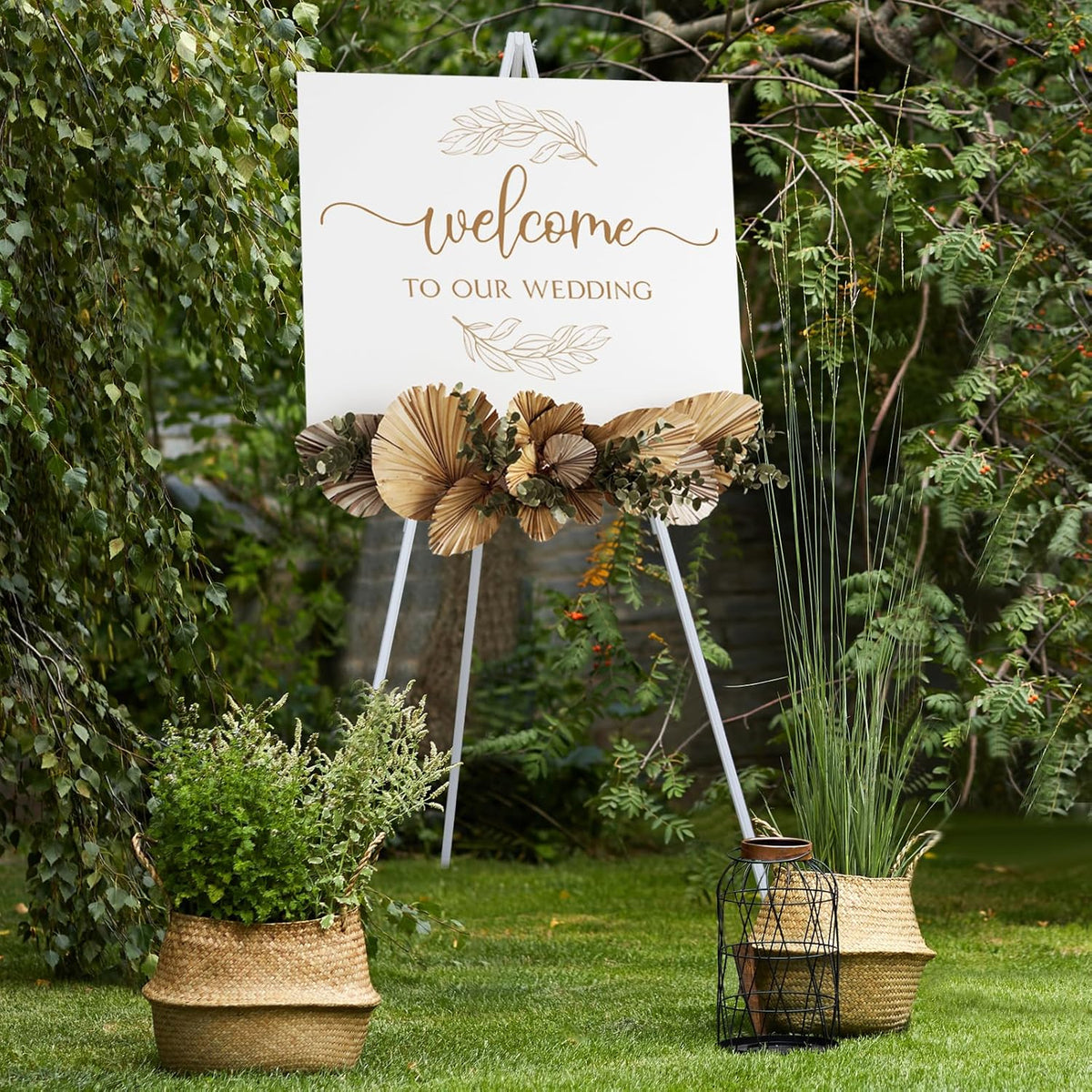 NianFeng Wooden Easel Stand for Sign, Easel Display Stand Floor for Wedding Sign with Adjustable