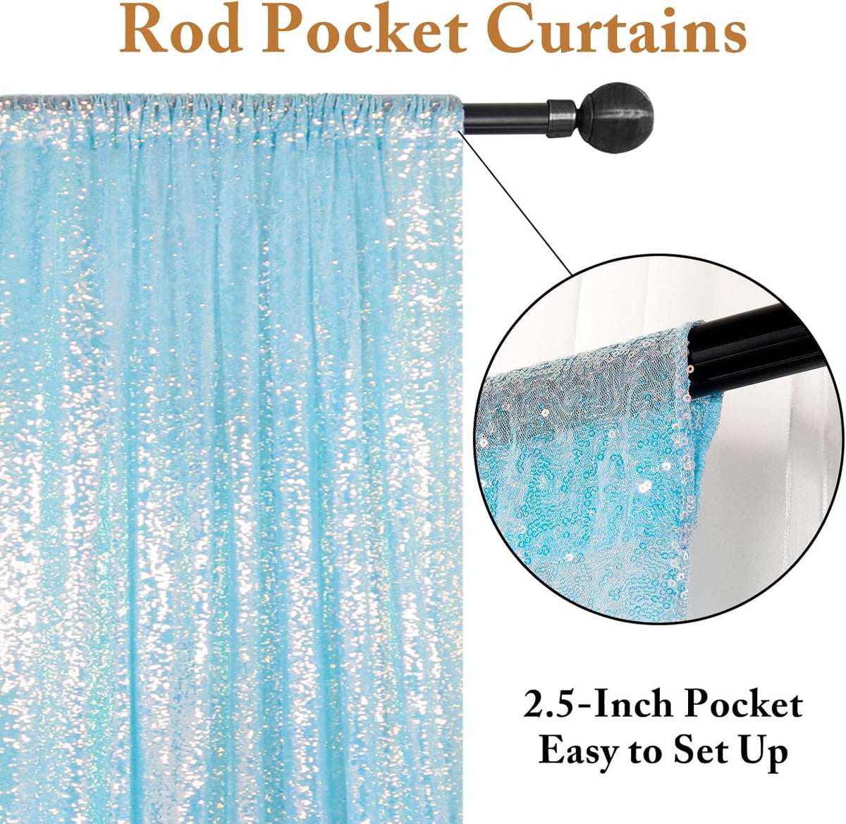 ShinyBeauty Iridescent Auqa Sequin Backdrop 10FTx10FT Photo Backdrops Blue Background 10FT Sequin