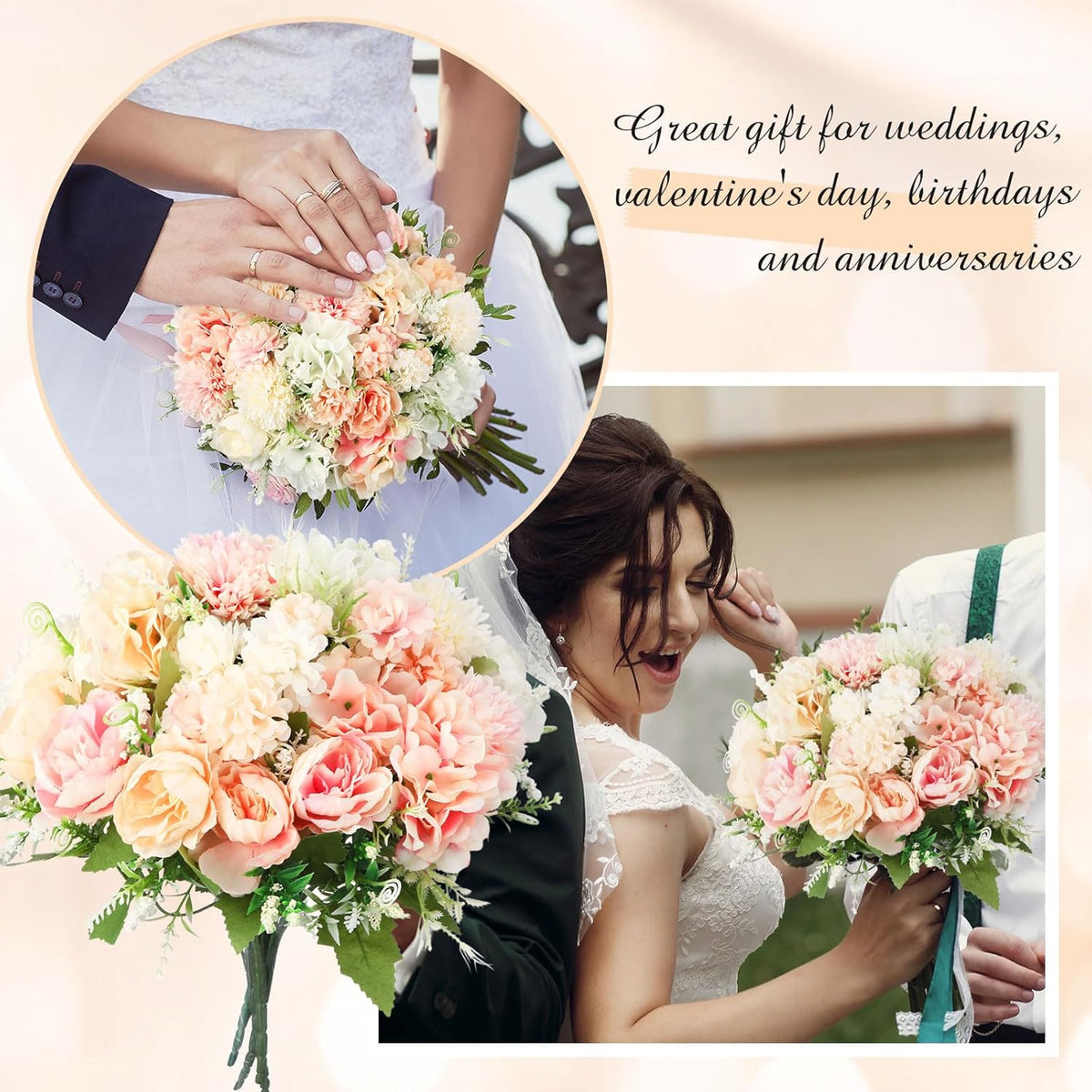 Tigeen Artificial Flowers Artificial Peonies Silk Flowers Faux Peony Fake Peony Silk Hydrangea