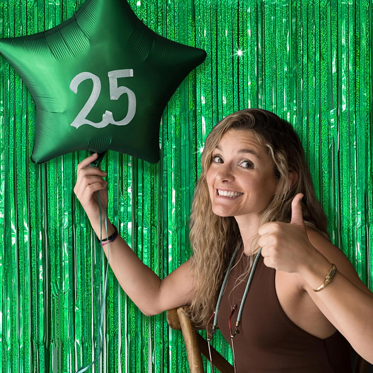 Tinsel Curtain Party Backdrop Green Birthday Decorations 10 Packs Glitter Foil Fringe Curtain Party
