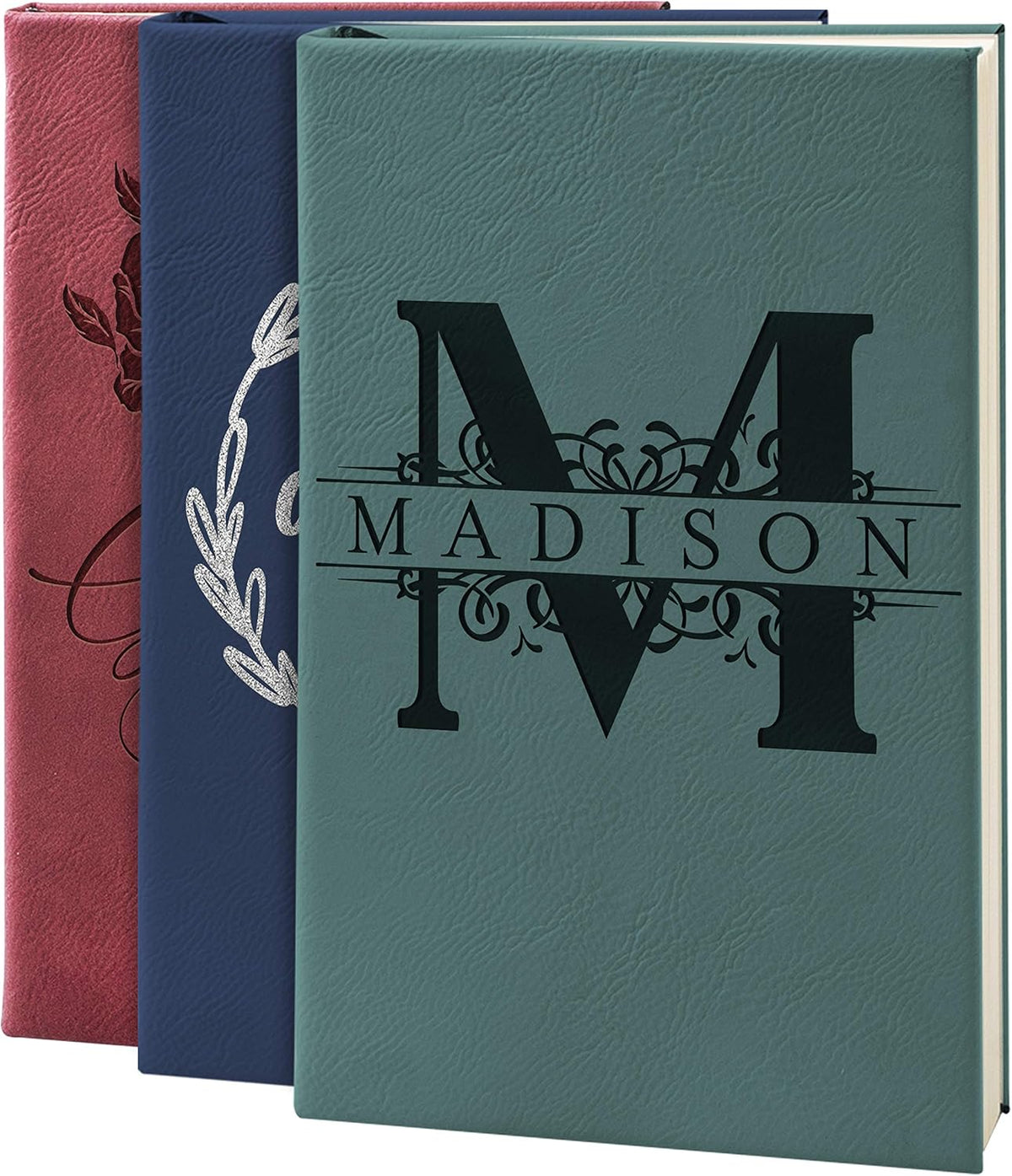 Personalized Leather Journal | Soft Pink, 12 Design | w Text Notebook for Women, Men - Customized