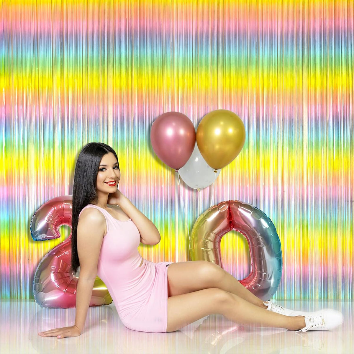 Pastel Rainbow Foil Fringe Curtain Streamers Party Backdrop Foil Fringe Backdrop Curtains Tinsel