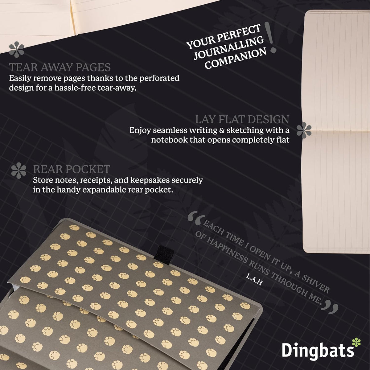 Dingbats A5 Wildlife Lined Notebook Journal - Premium Vegan Leather Softcover Executive Journal for
