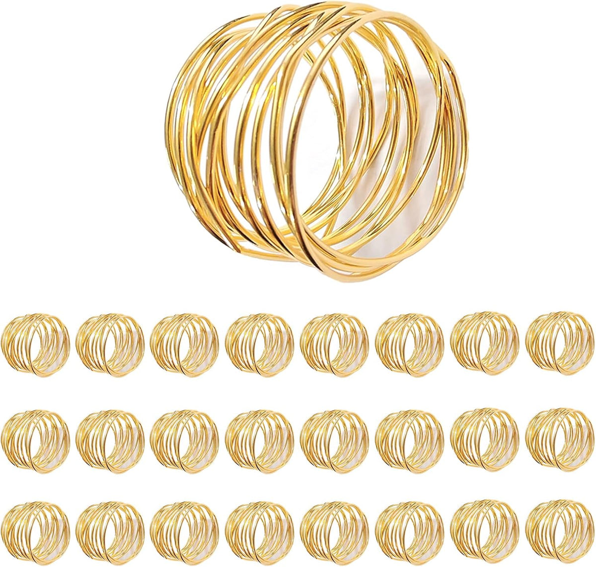 Gold Napkin Rings - 24 PCS Metal Napkin Rings(Twisted Wire) Napkin Holders Buckles for Family