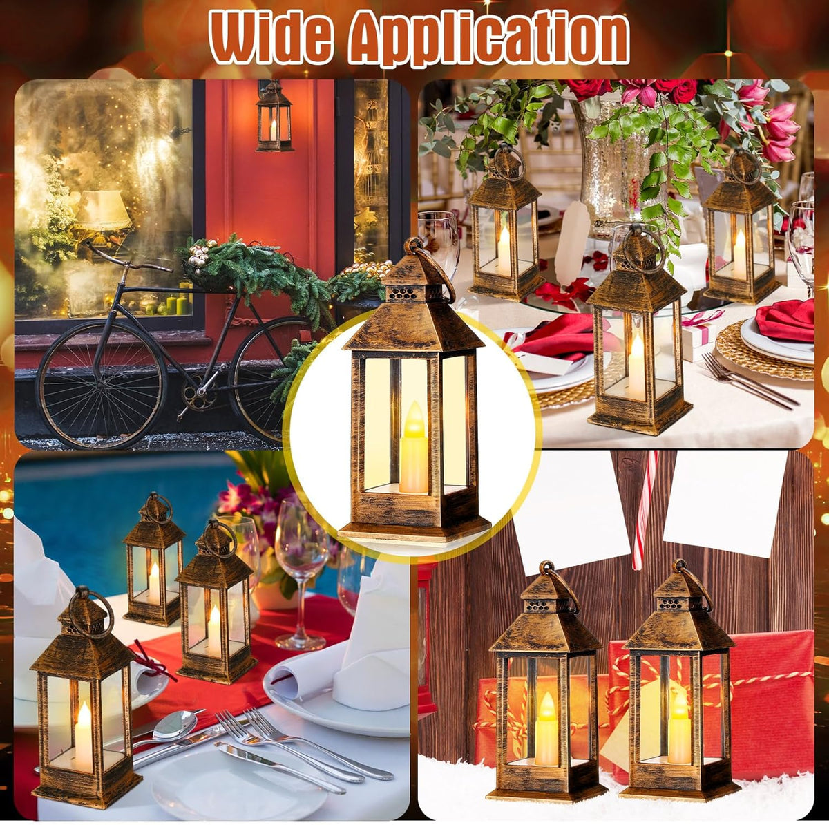 Hoolerry 24 Set Halloween Mini Lanterns with LED Candles 5.5'' Decorative Hanging Small Vintage