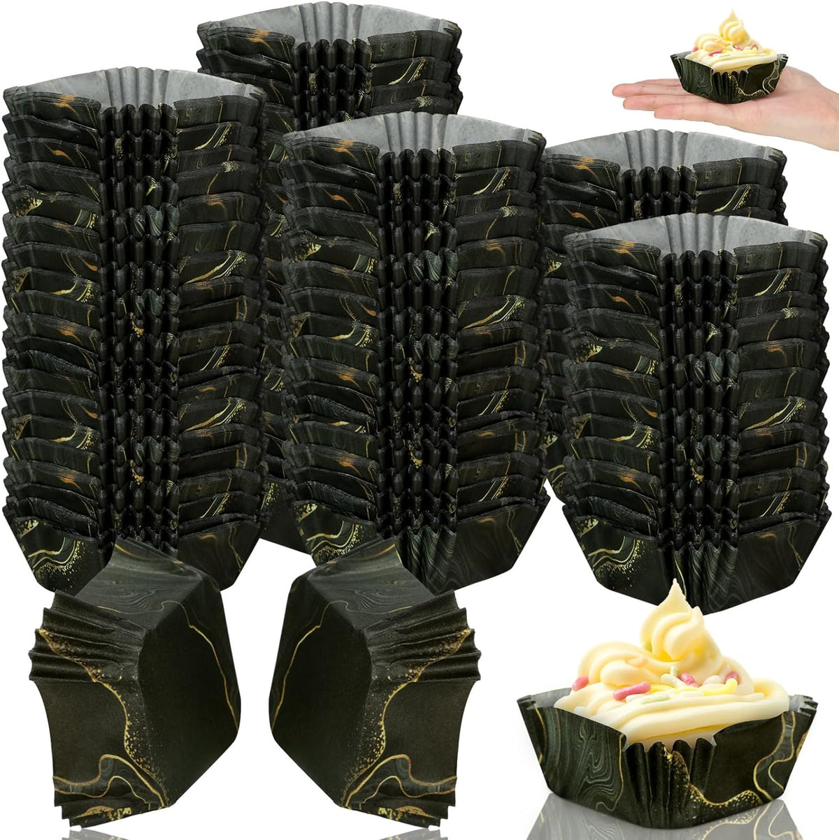 Tanlade 350 Pcs Square Mini Cupcake Liners Disposable Brownie Baking Pan Liners 1.77 Inch Paper
