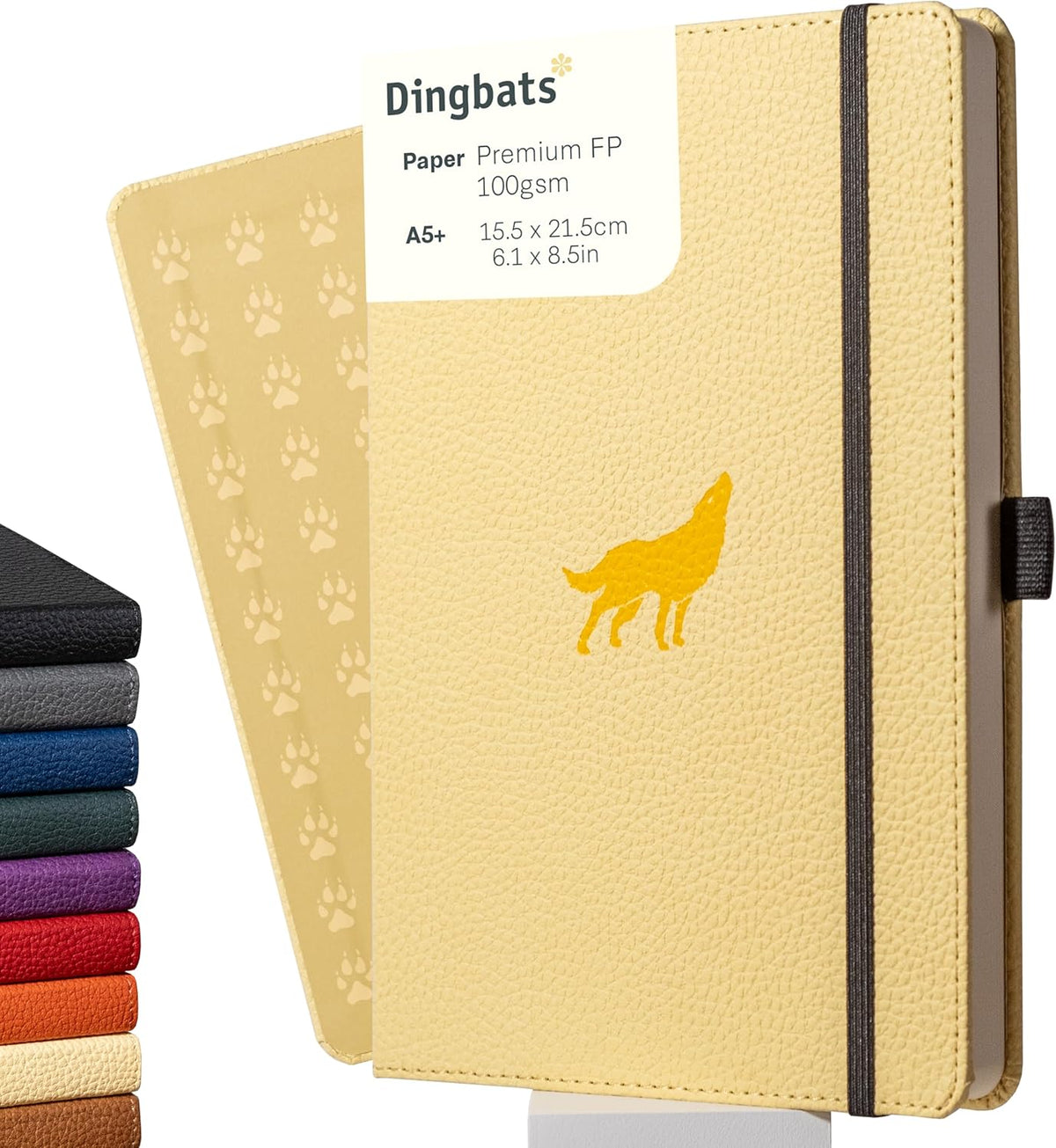Dingbats* Wildlife Dotted Writing Journal Notebook A5 - Vegan Leather Hardcover - Ideal for Work