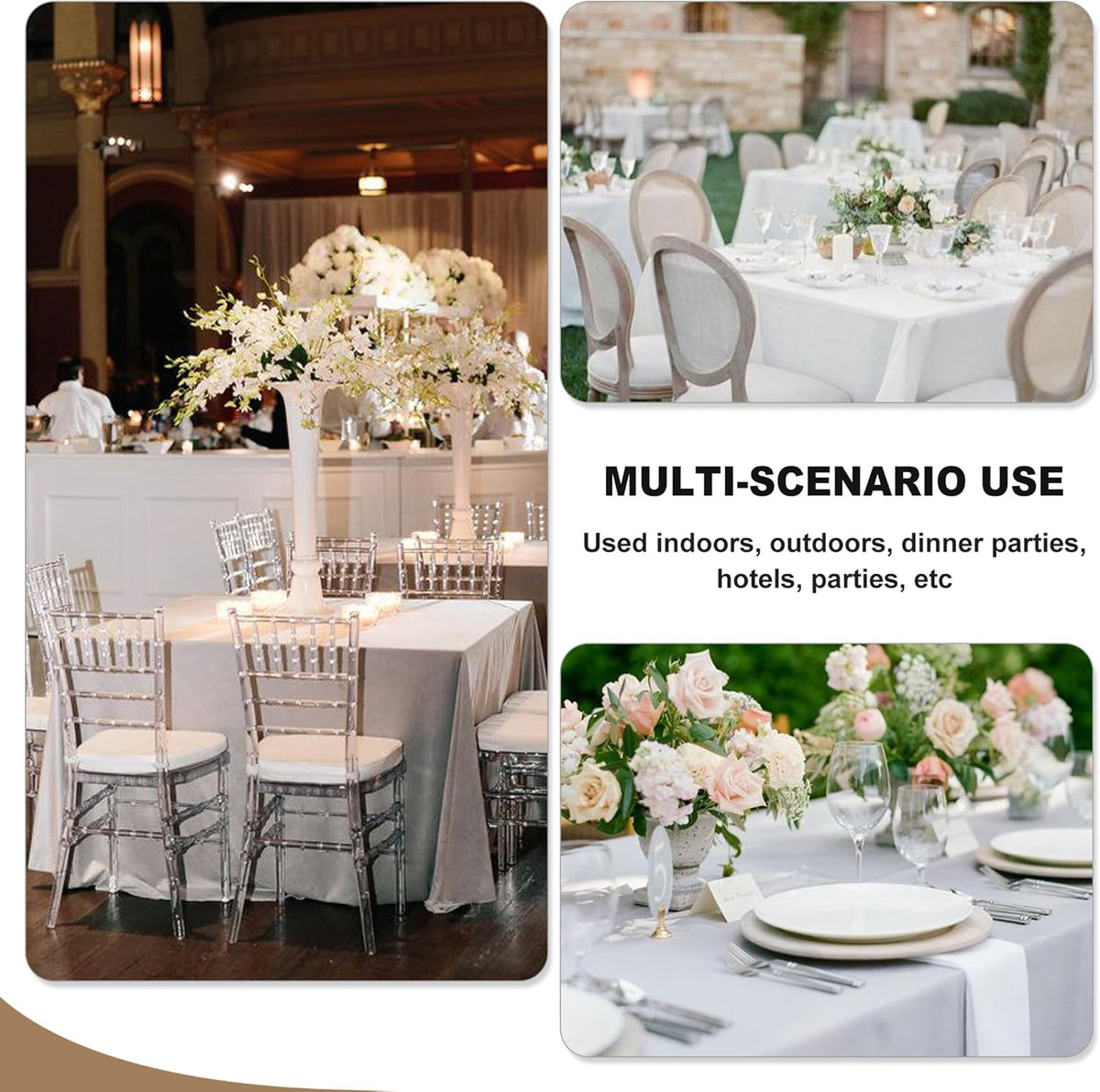 Fitable 6 Pack White Square Tablecloths - 70 x 70 Inches - Stain Resistant and Reusable Table