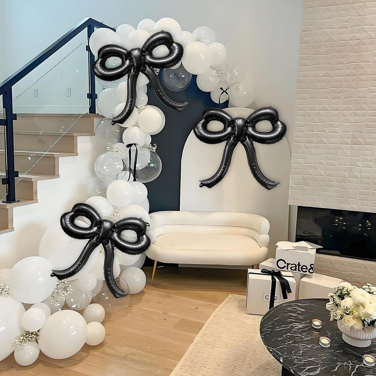 4 Pcs Bow Birthday Decorations Black Bow Balloons Bow Party Decorations Giant Foil Balloon for Girl