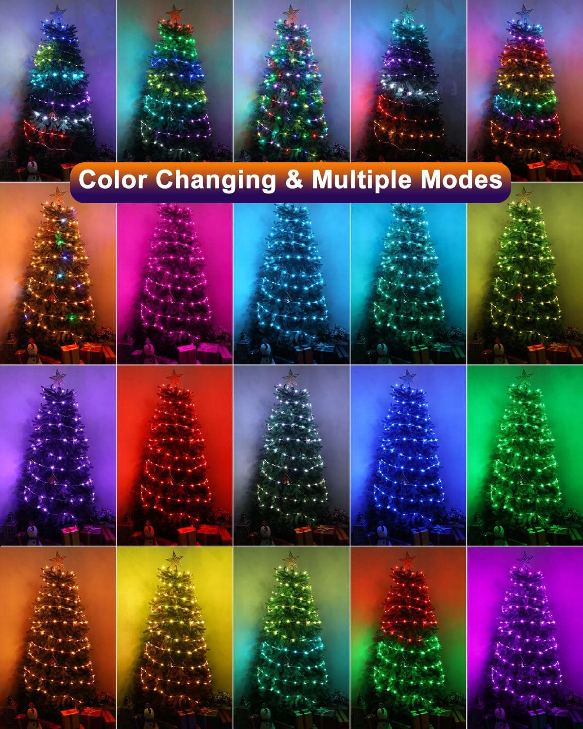 BrizLabs Color Changing Fairy Lights, 66ft 200 LED Rainbow Christmas Fairy Lights with Remote, RGB