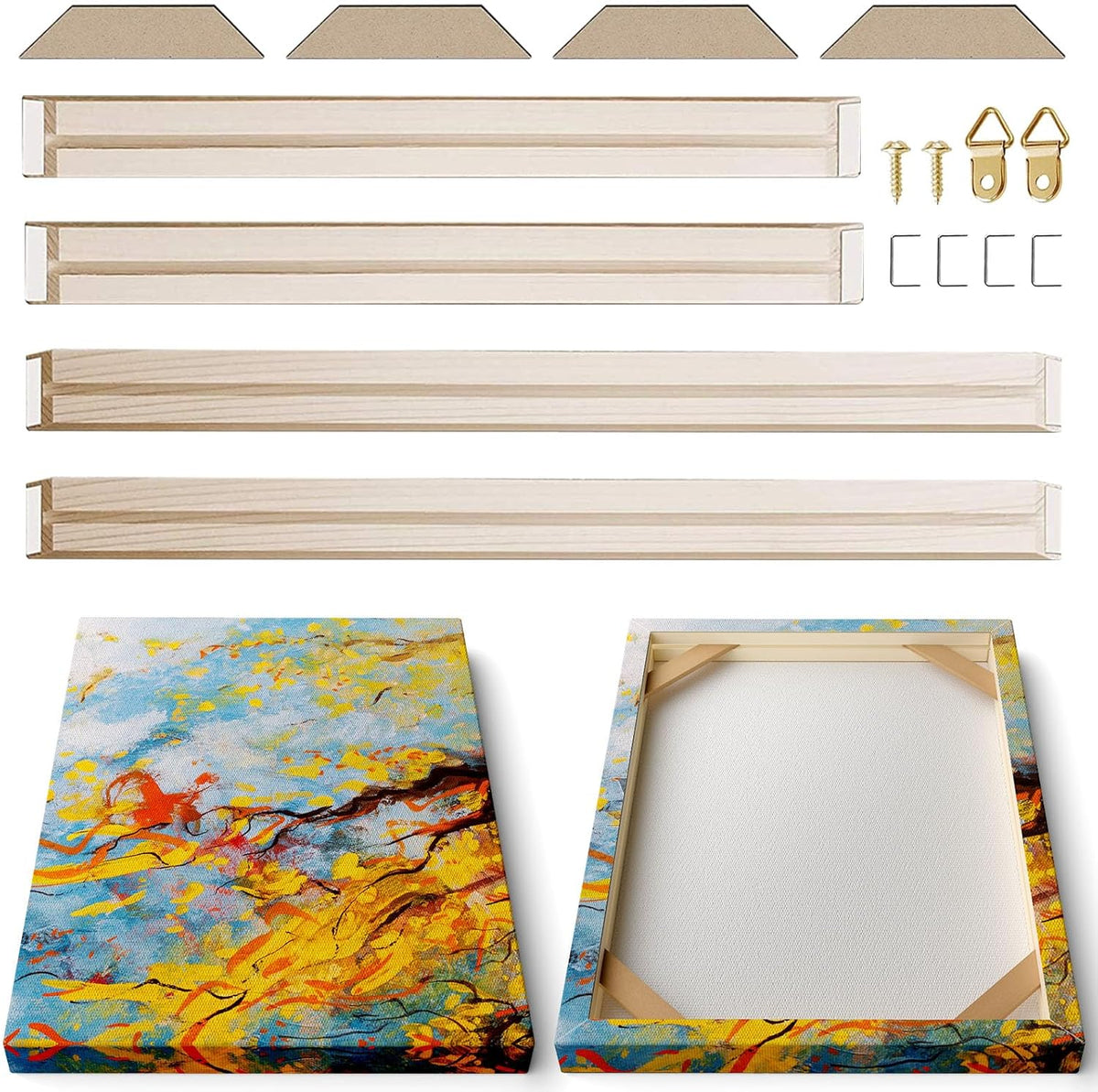 4pcs DIY Wooden Canvas Stretcher Bars Canvas Frame Kit for Gallery Wraps ??Sturdy Solid Wood Bars