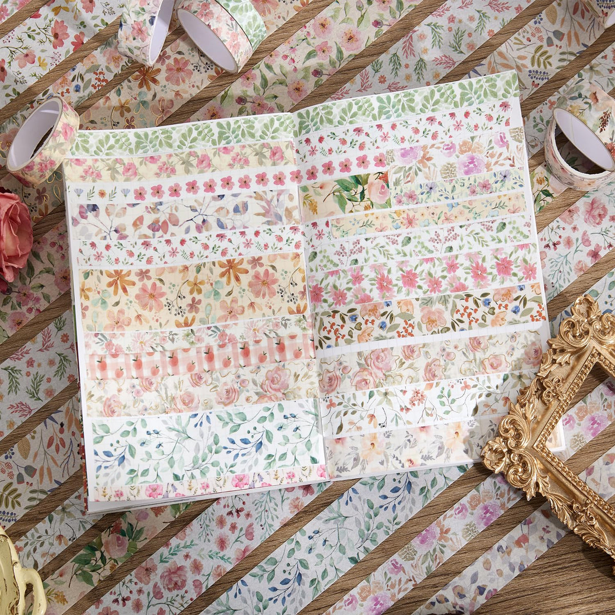 32 Rolls Washi Tape Set, Colored Floral Decorative Masking Tape, Artists Tapes for Journaling, Junk