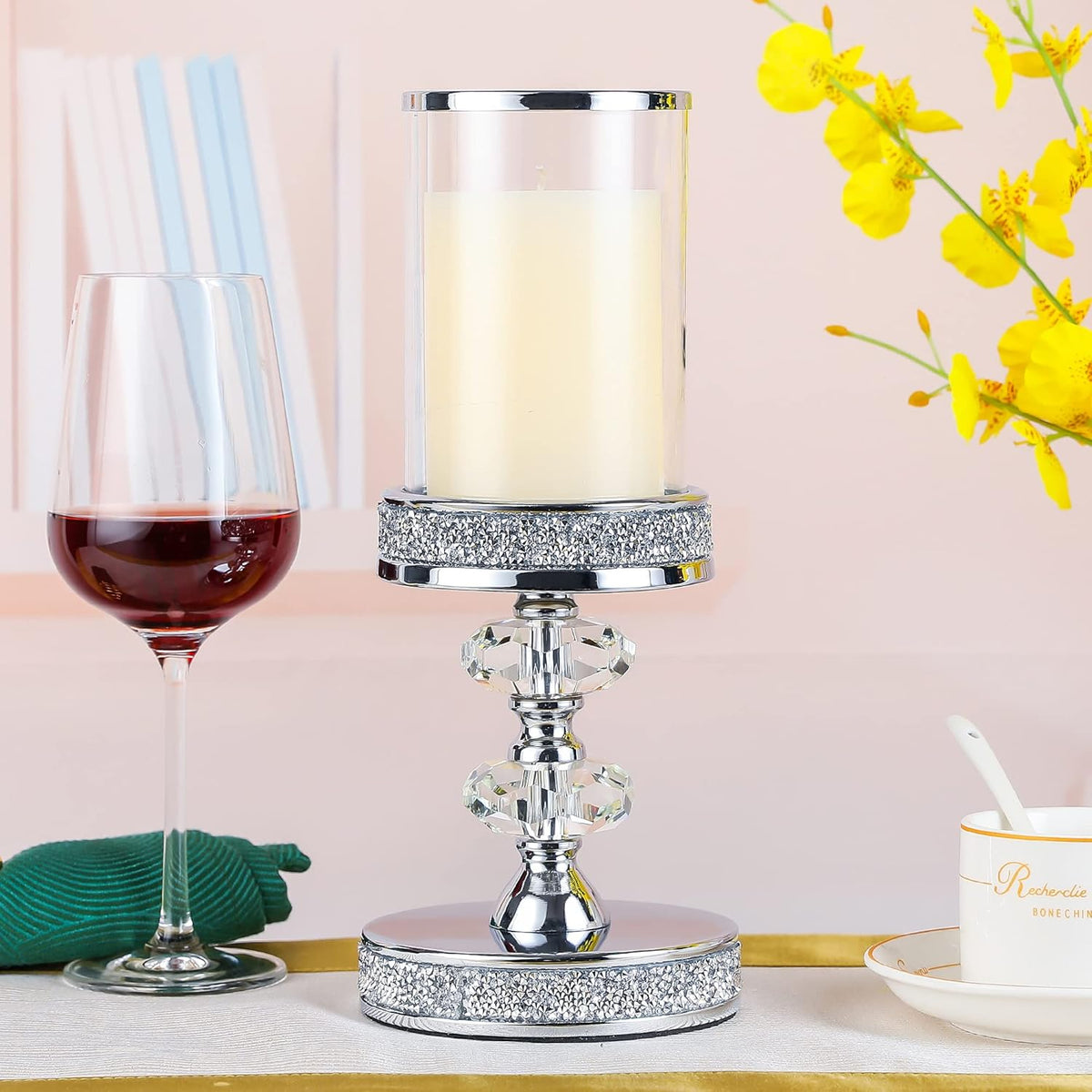 Pillar Candle Holders, Candle Holders for Pillar Candle, Crystal Candlesticks Holder for Home