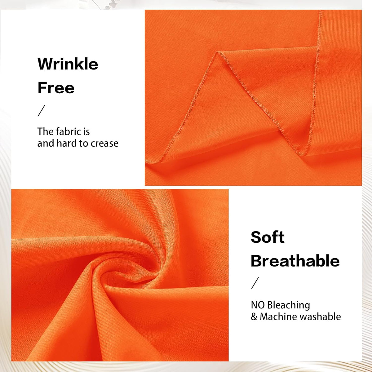 VOK Orange Wedding Arch Draping Fabric Chiffon Fabric, 29in x 18Ft 2 Panels Sheer Chiffon Outdoor