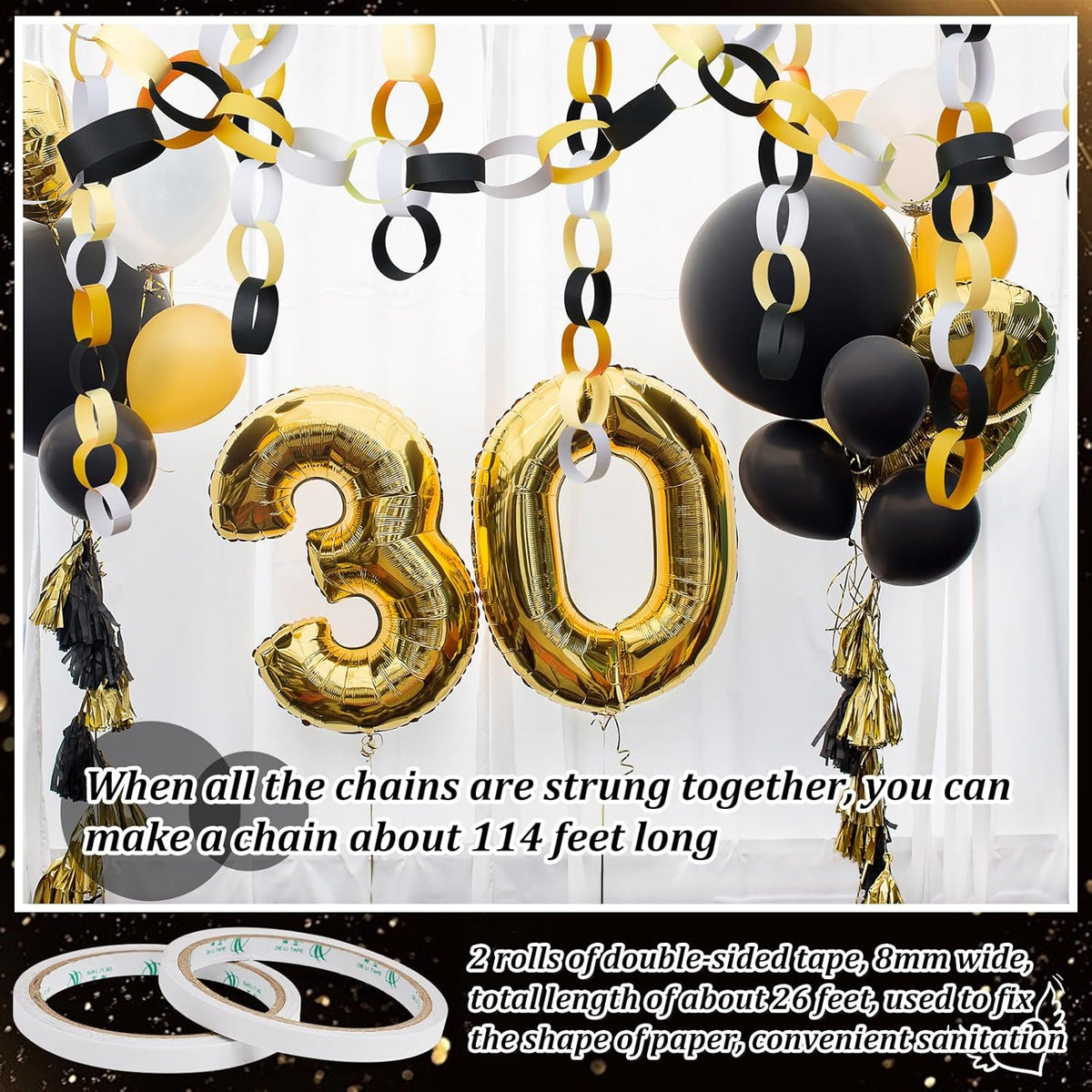 Lincia 600 Sheet Halloween Paper Chain Garland, Construction DIY Crafts Chain Strip for Fall