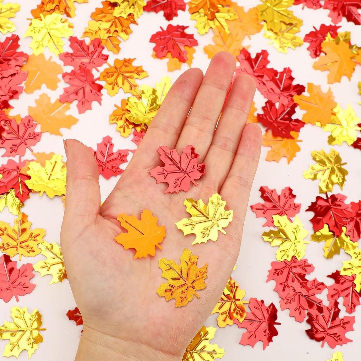MARFOREVER Fall Maple Leaf Confetti, Thanksgiving Metallic Foil Confetti Autumn Colors Party
