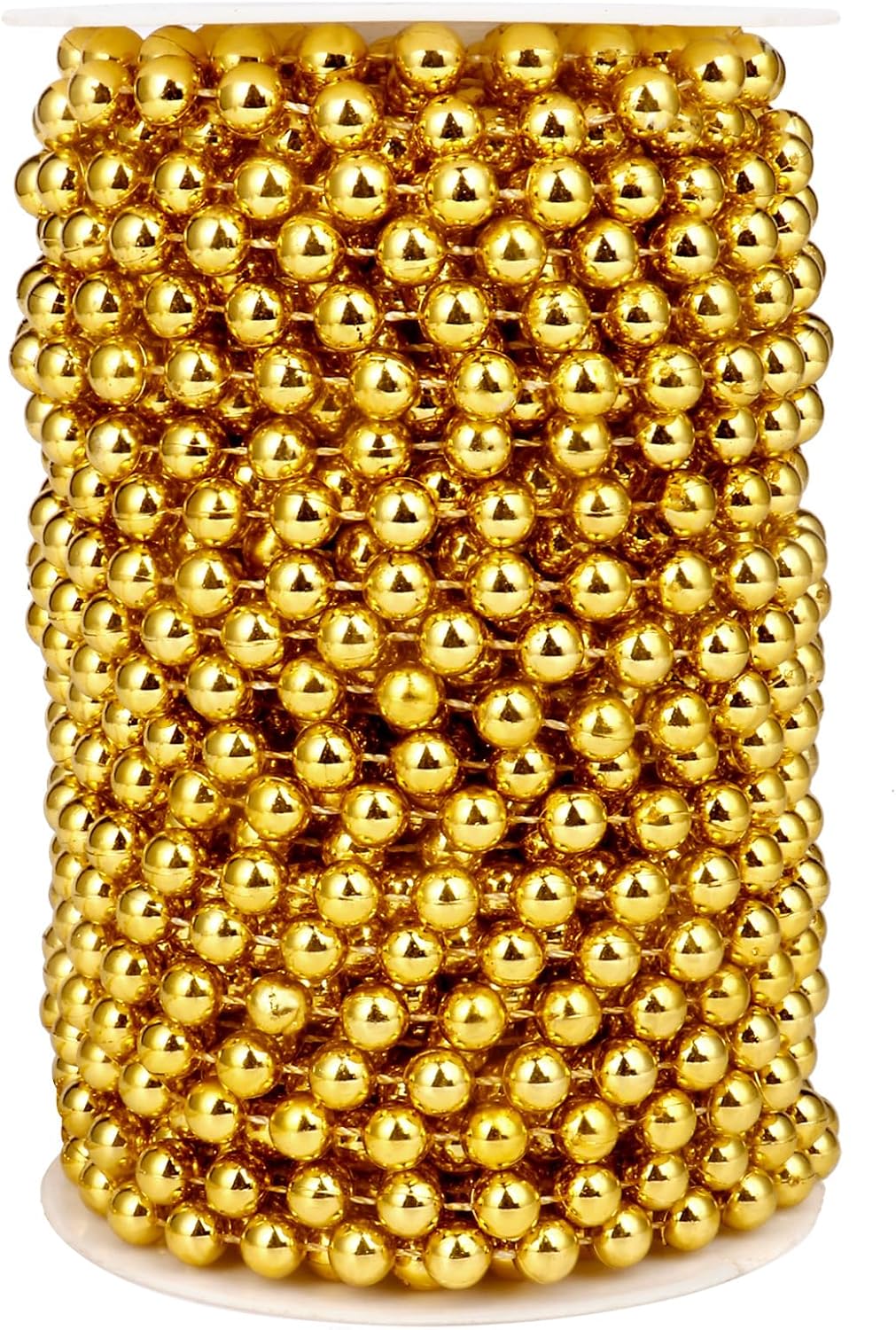 [66 Feet] Gold Pearl Beads Garland, 8MM 22 Yards Gold Faux Pearl Beads String Roll Bulk for DIY