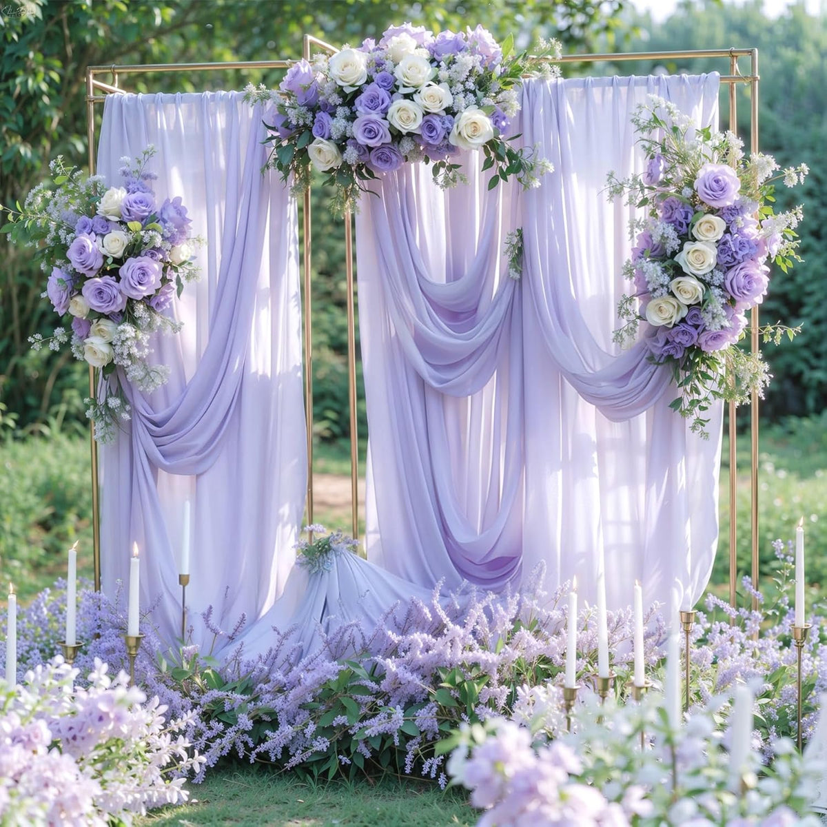 Wedding Arch Draping Fabric,1 Panel 18FT Purple Sheer Chiffon Curtain Drapes 6 Yards for Wedding