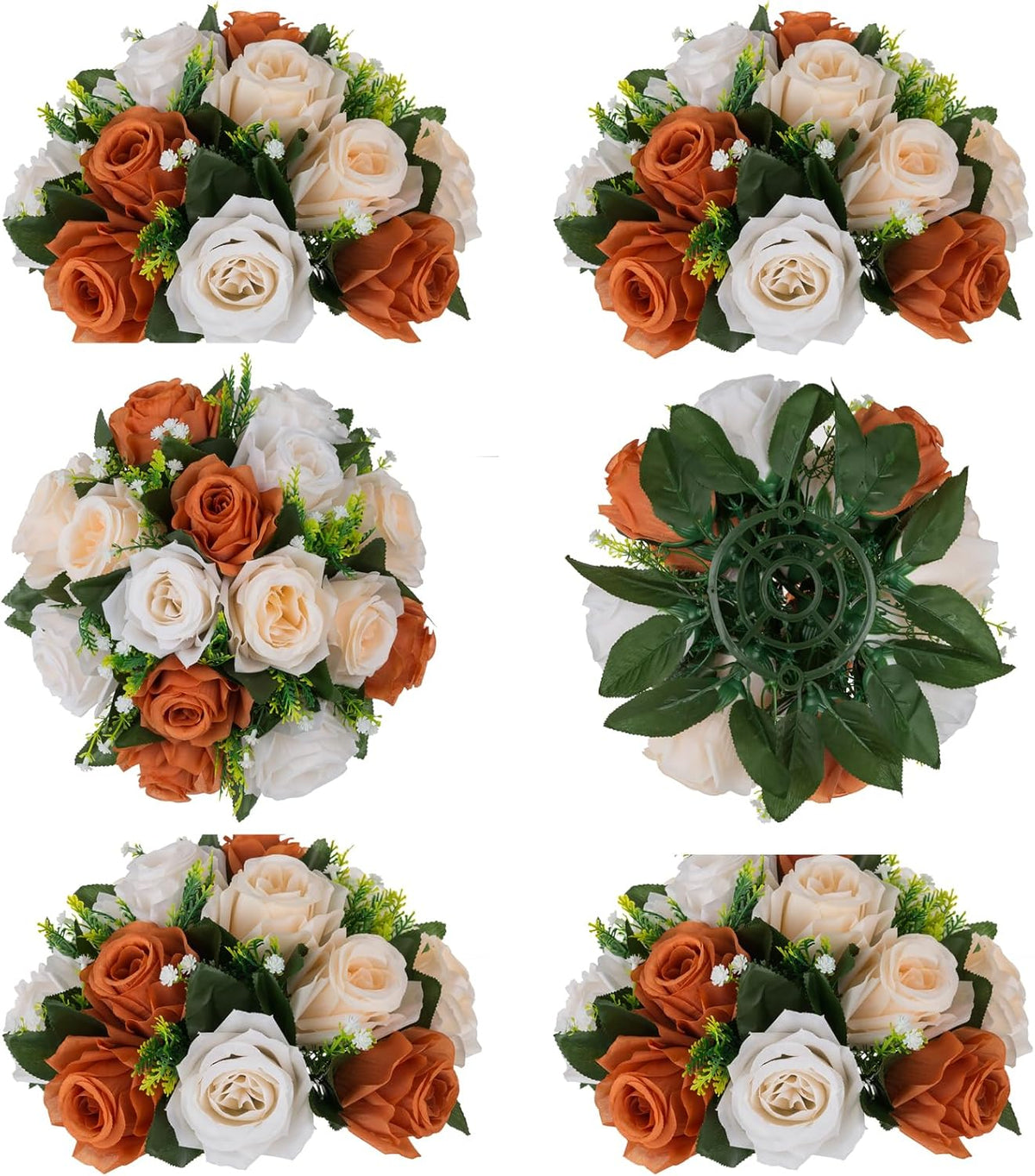 BLOSMON Terracotta Flowers for Wedding Centerpieces: 6 Pcs Fake Rose Kissing Balls Fall Table Decor