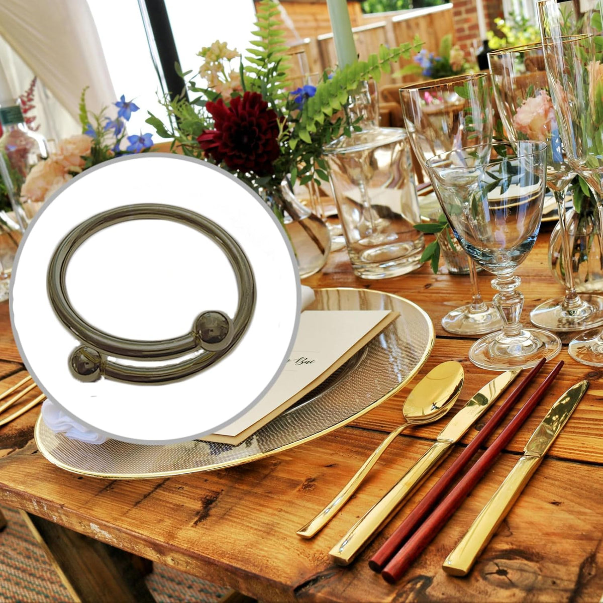8 Pcs Black Napkin Rings - Round Napkin Ring,Stainless Steel Napkin Rings,Metal Napkin Ring for