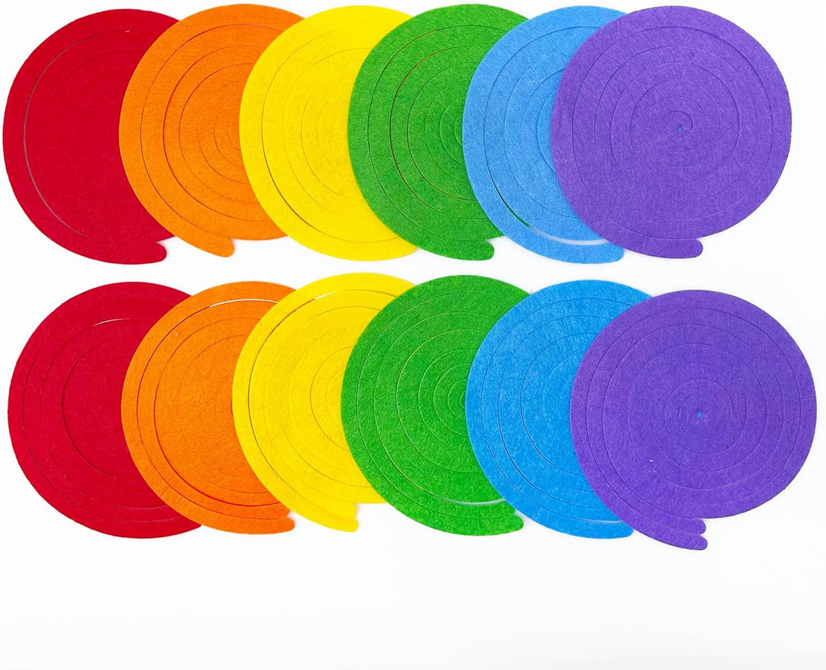 36 Pcs Rainbow Hanging Swirl Decorations Colorful Felt Swirl Streamer Spiral Ceiling Decorations