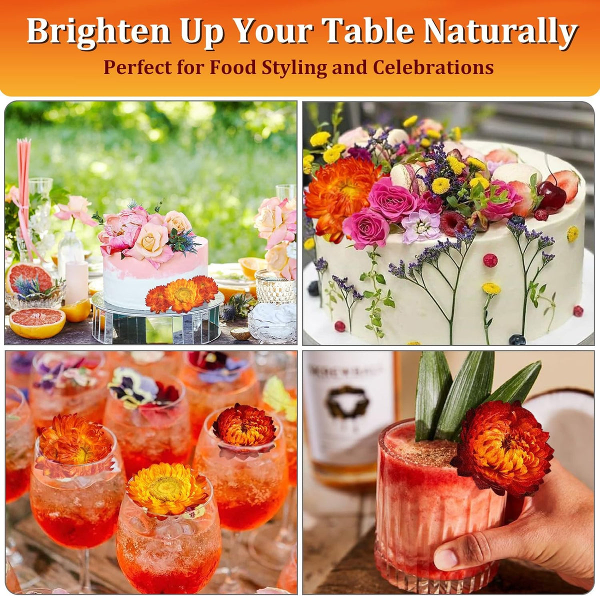 30+ Edible Dried Mixed Flowers – 25g Food Grade Natural Blooms for Cake Decorating, Tea, Cocktails