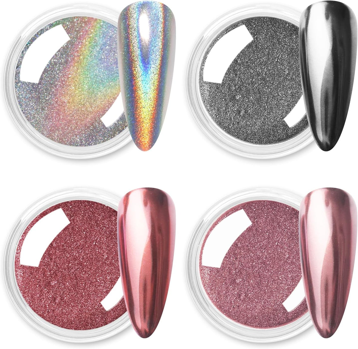 Allstarry Chrome Nail Powder, Metallic Mirror Effect Pigment Chrome Holographic Nail Glitter Magic